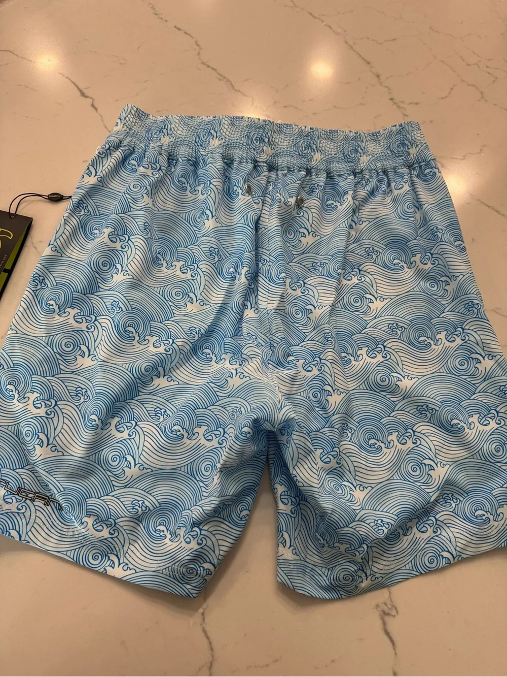 Tucann Blue Wave-Print Swim Trunks M NEW